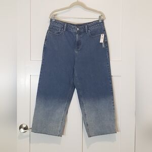 Talbots Wide Leg Crop Jeans Ombre New High Rise Relaxed Cotton Spandex Size 10P